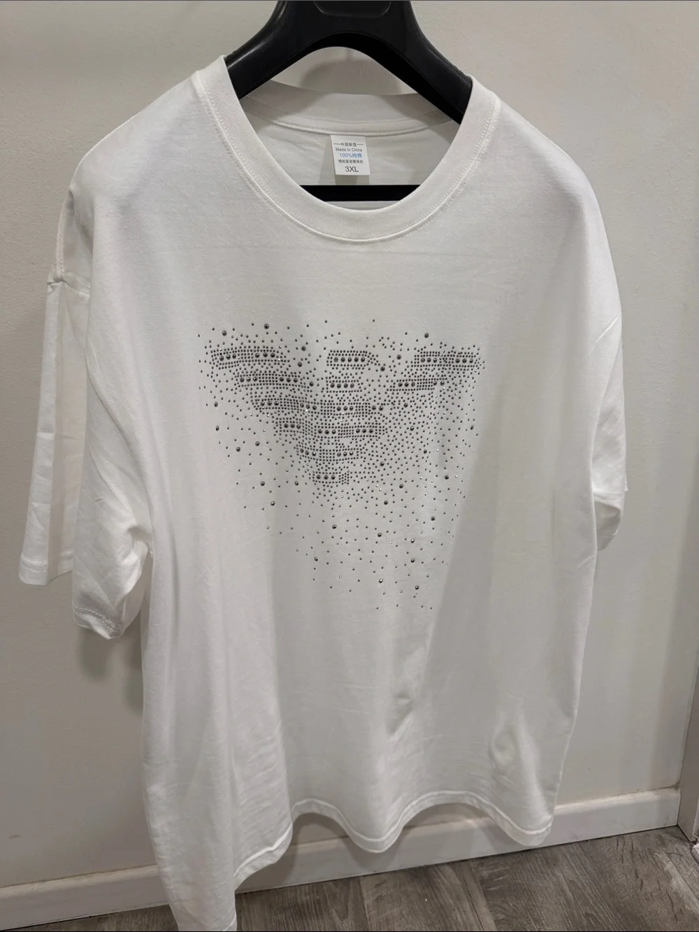 Emporio Armani White Short Sleeve Tee with Silver Stud Detail